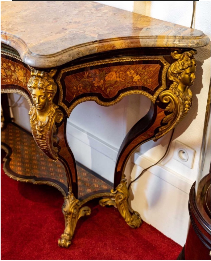 Console de style Régence en marqueterie florale et bronze doré, époque Napoléon III — 3