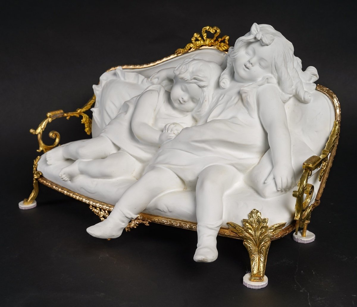 Sculpture en biscuit et bronze doré art nouveau — 5