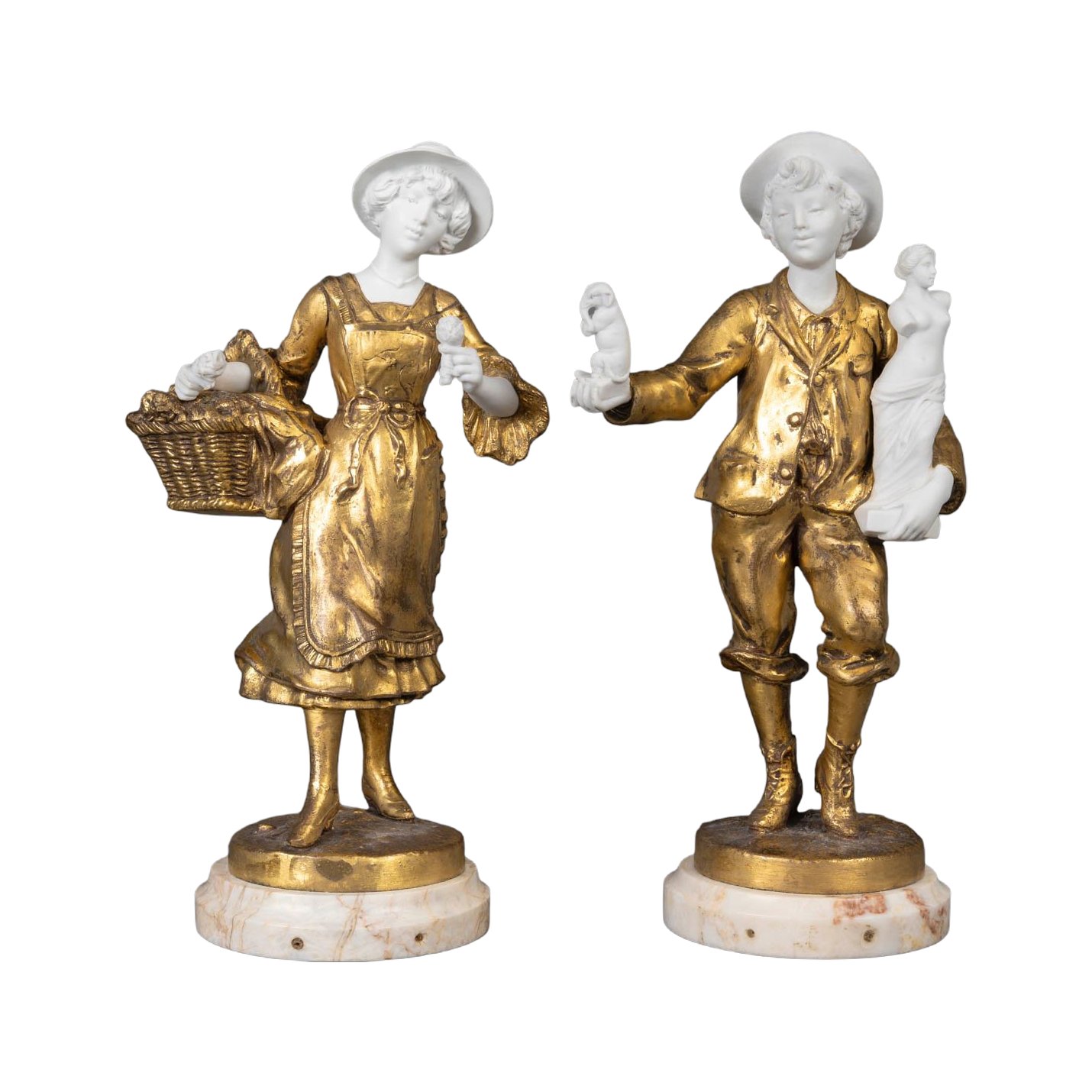 Une paire de sculptures en régule et biscuit, époque fin du XIXe siècle — 14