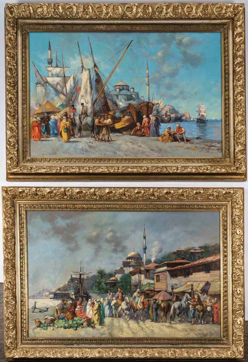 Une paire de tableaux, huile sur toile Vue de Istanbul, XXe siècle — 2