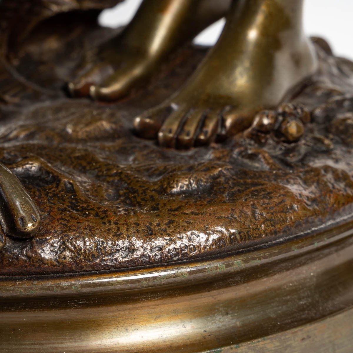 Sculpture des deux soeurs au panier de fleurs en bronze Hippolyte François Moreau — 8