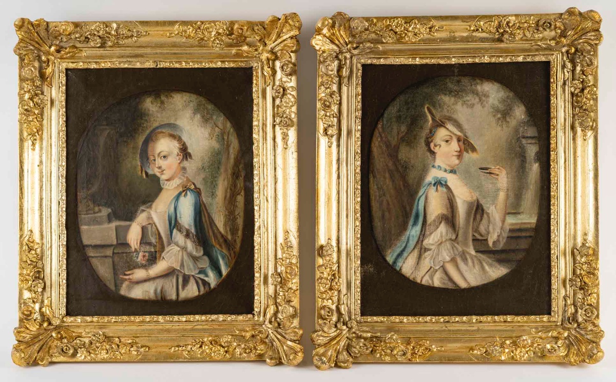 Portraits XVIIIe siècle - une paire de tableaux huile sur toile XVIIIe siècle — 2