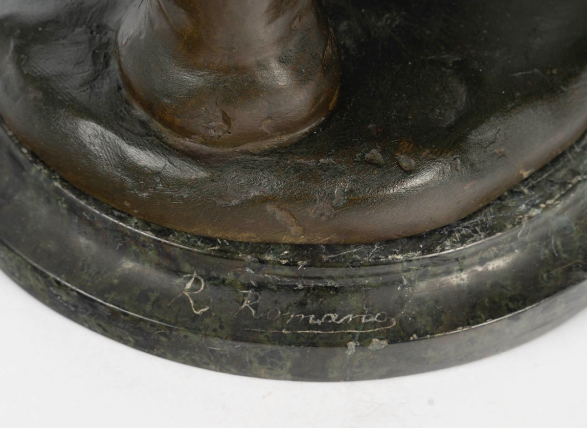 Sculpture en albâtre et bronze, signé R Romano Romanelli — 6