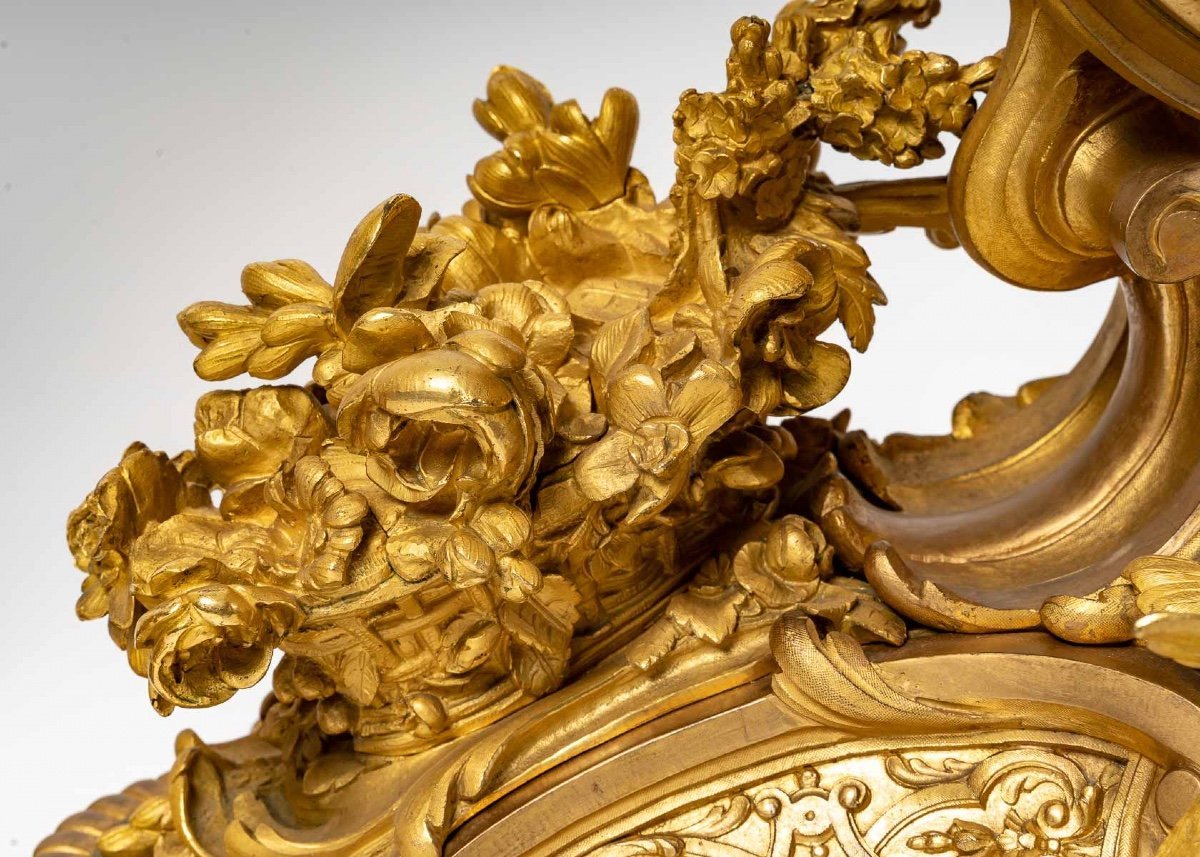Henri Picard – Importante garniture de cheminée en bronze doré, époque Napoléon III — 6
