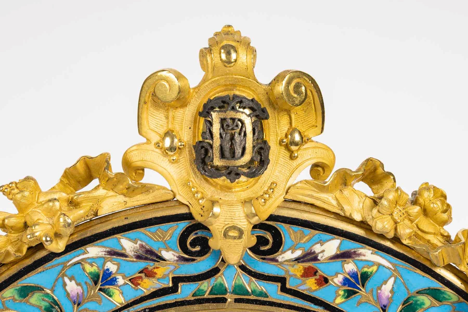 Miroir de table en bronze doré, bronze argenté et émaux polychromes – France, vers 1880 — 21