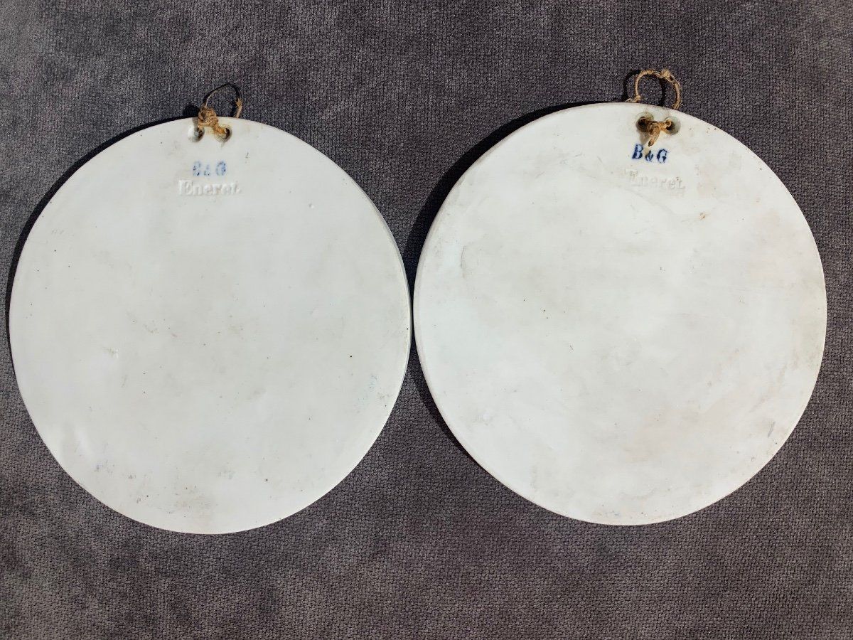 Paire de Plaques biscuit porcelaine de style art nouveau — 4
