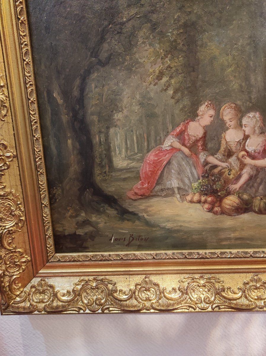 Une paire de huile sur toile scène galante Champêtre fin du XIXe siècle — 10