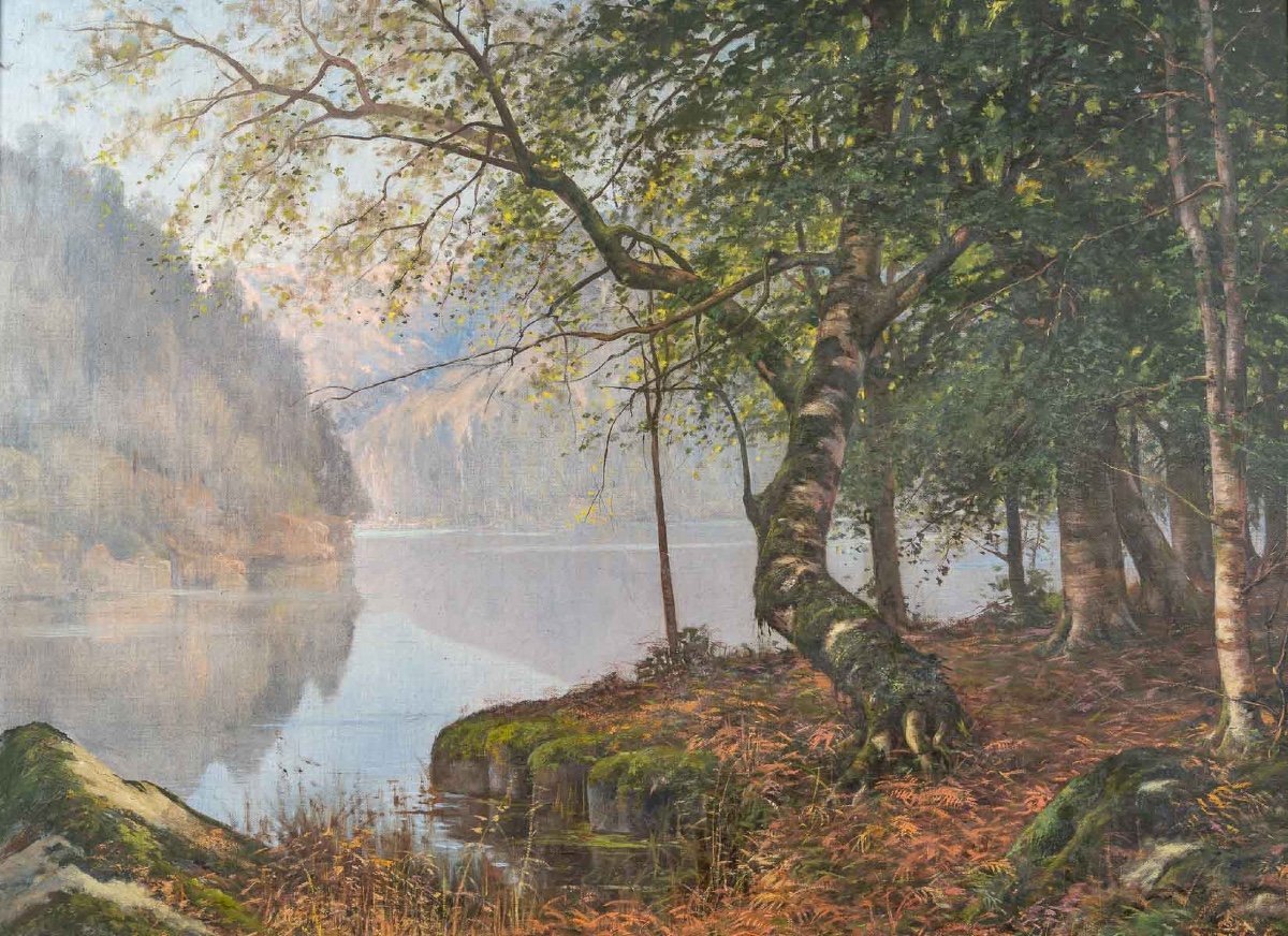 Paire de tableaux huile sur toile avec Cadres en bois doré fin du XIXe siècle — 3