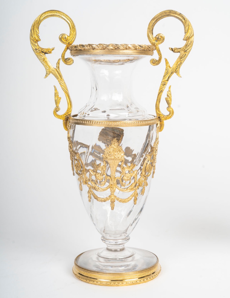 Paire de vases Napoléon III en cristal et bronze doré – XIXe siècle — 7