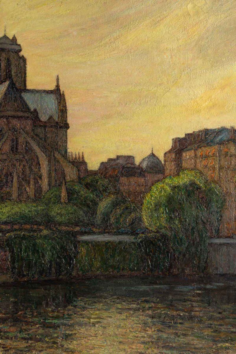Huile sur toile Représentant Notre-dame-de-Paris et les Quais de Seine — 6