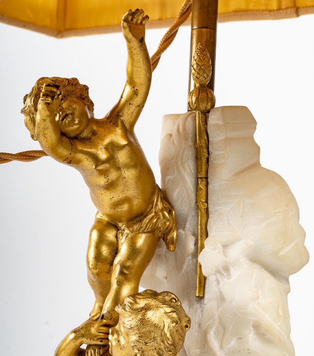 Lampe en bronze doré et marbre blanc fin du XIXe siècle — 8