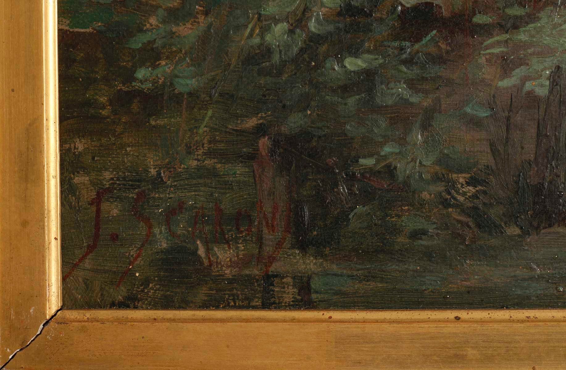 Huile sur toile de Joseph Caron Vue de sous-bois Encadré fin du XIXe siècle — 7