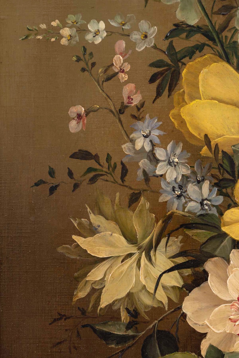 Une huile sur toile composition florale, fin du XIXe siècle — 10