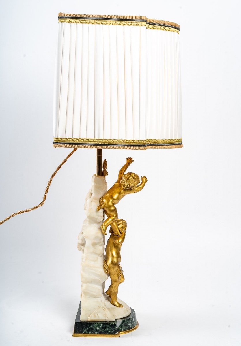 Lampe en bronze doré et marbre blanc fin du XIXe siècle — 6