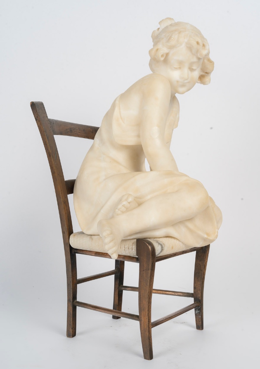 Sculpture art nouveau en albâtre et bronze signée Gio Ponti – travail italien — 9
