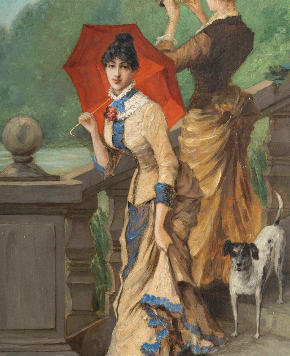 Une paire de tableaux huile sur toile, scène de genre, fin du XIXe siècle — 9