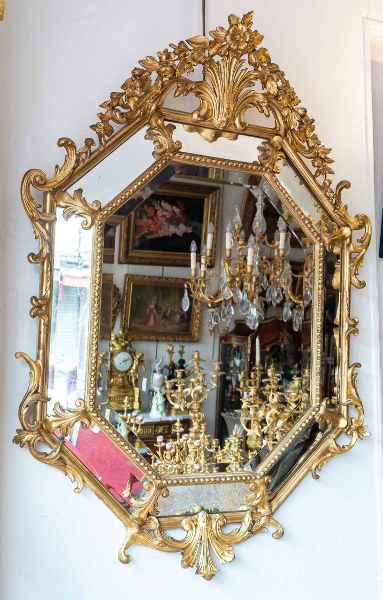 Miroir en bois doré de style Louis XV fin du XIXe siècle — 10