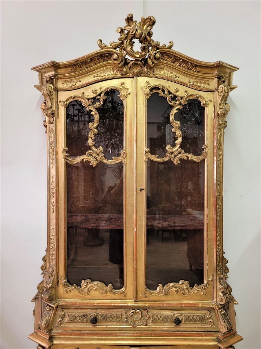 Vitrine en bois doré et Vernis Martin fin du XIXe siècle — 3