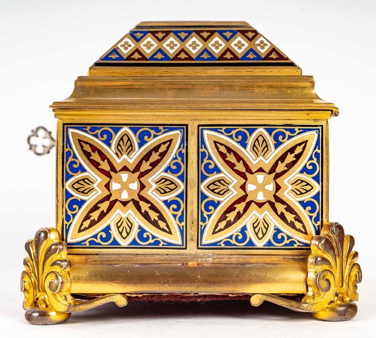 Boîte à bijoux en bronze cloisonné et doré avec Micromosaique fin du XIXe siècle — 10