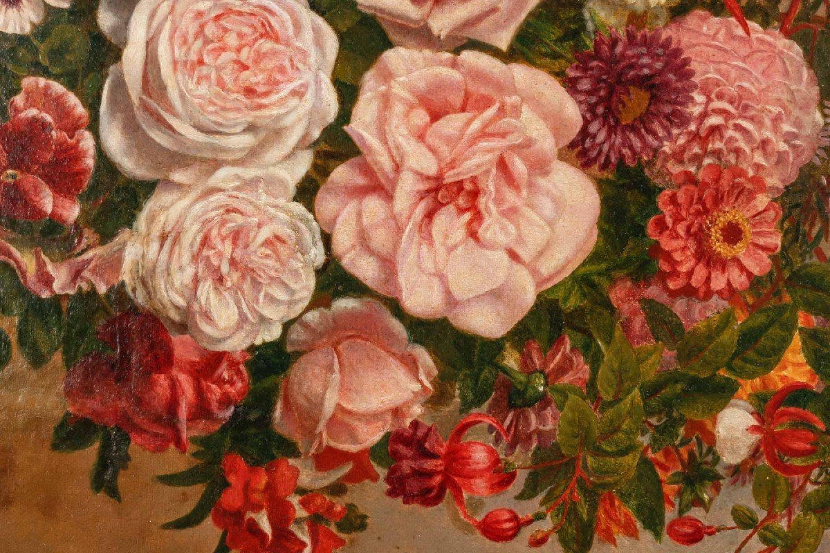 Tableau huile sur toile fleurs Circa 1880 — 8