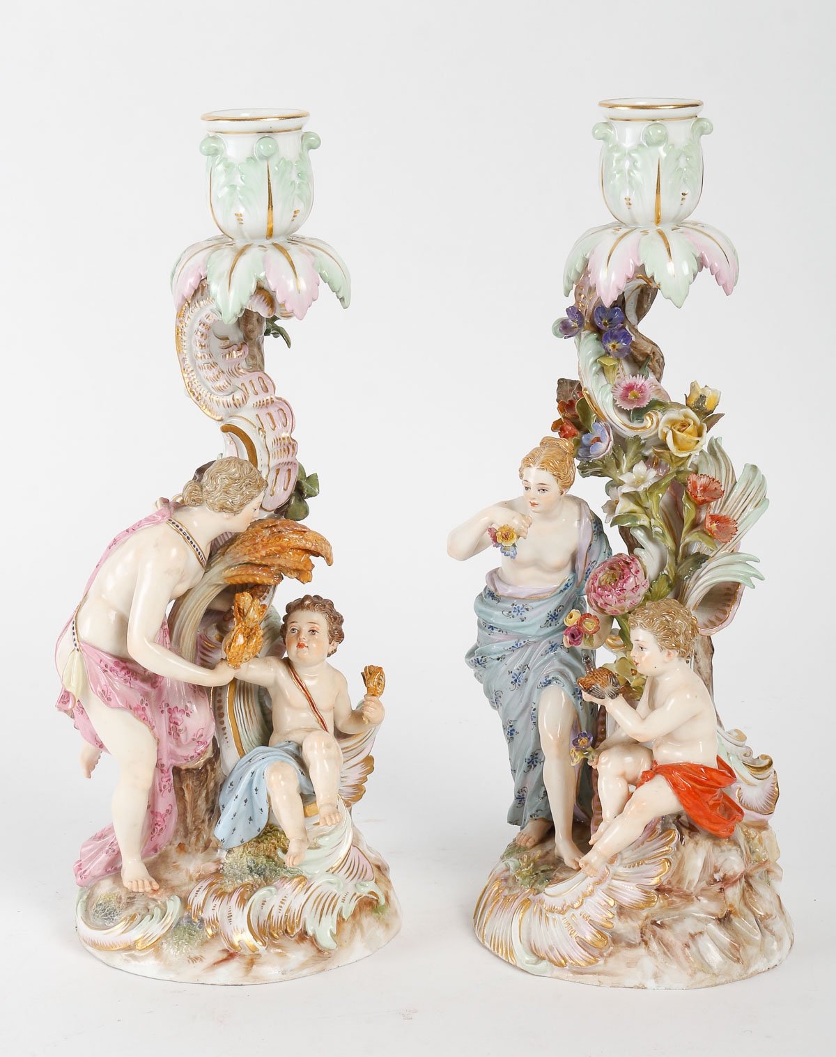 Meissen paire de bougeoirs fin du XIXe siècle — 6
