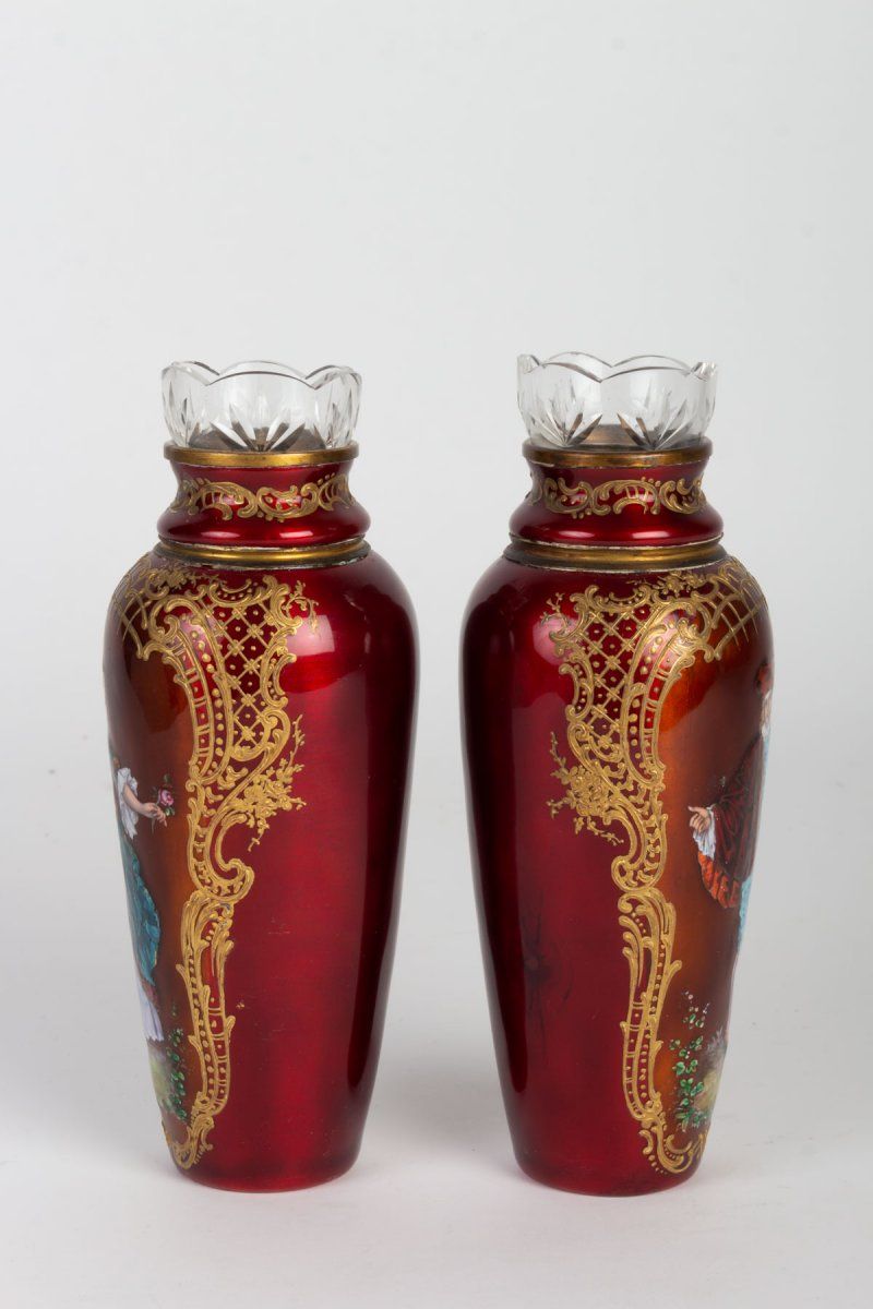 Paire de petits vases en émail — 4