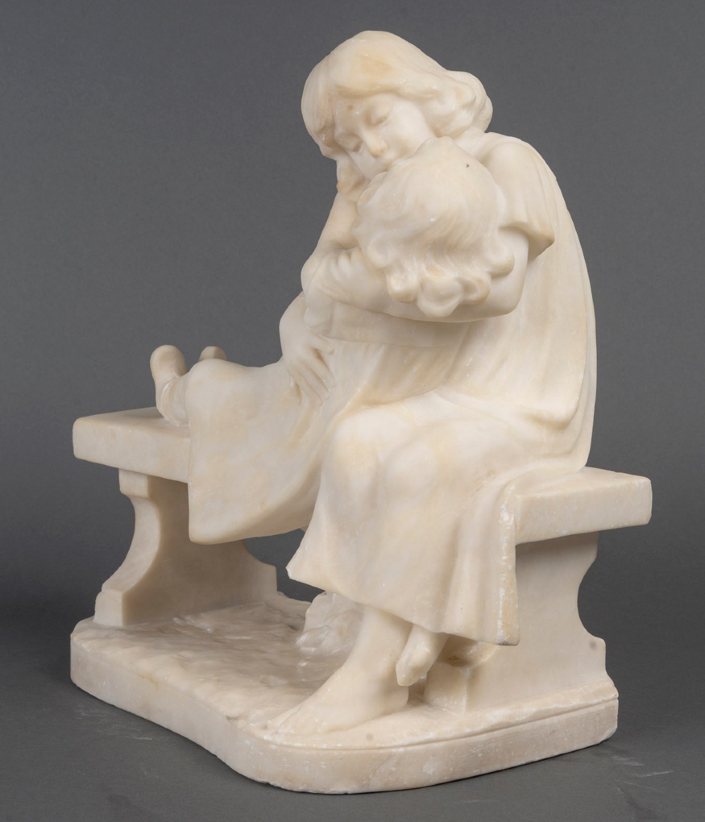 Sculpture en albâtre signée PUGIS – art nouveau, circa 1890–1910 — 9