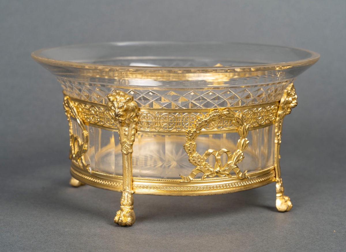 Coupe en cristal taillé de Saint-Louis et bronze doré – époque Napoléon III