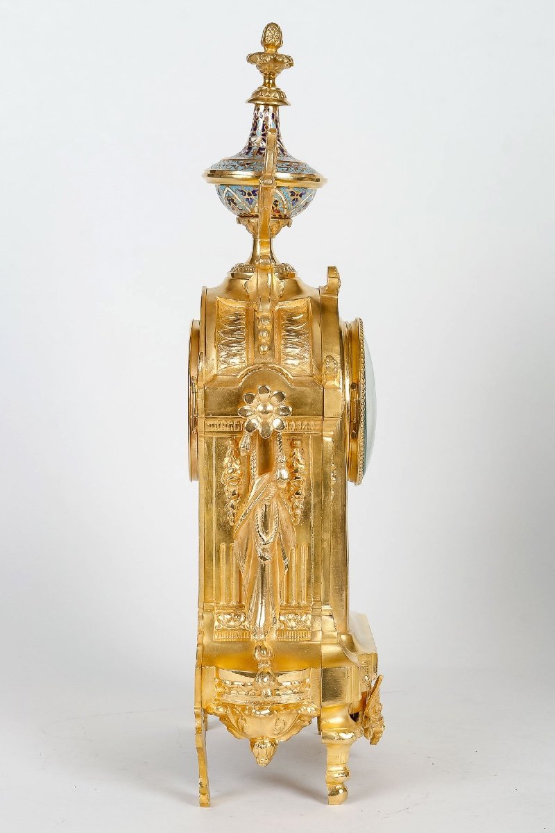 Garniture de Cheminée en bronze doré et émail cloisonné fin du XIXe siècle — 6