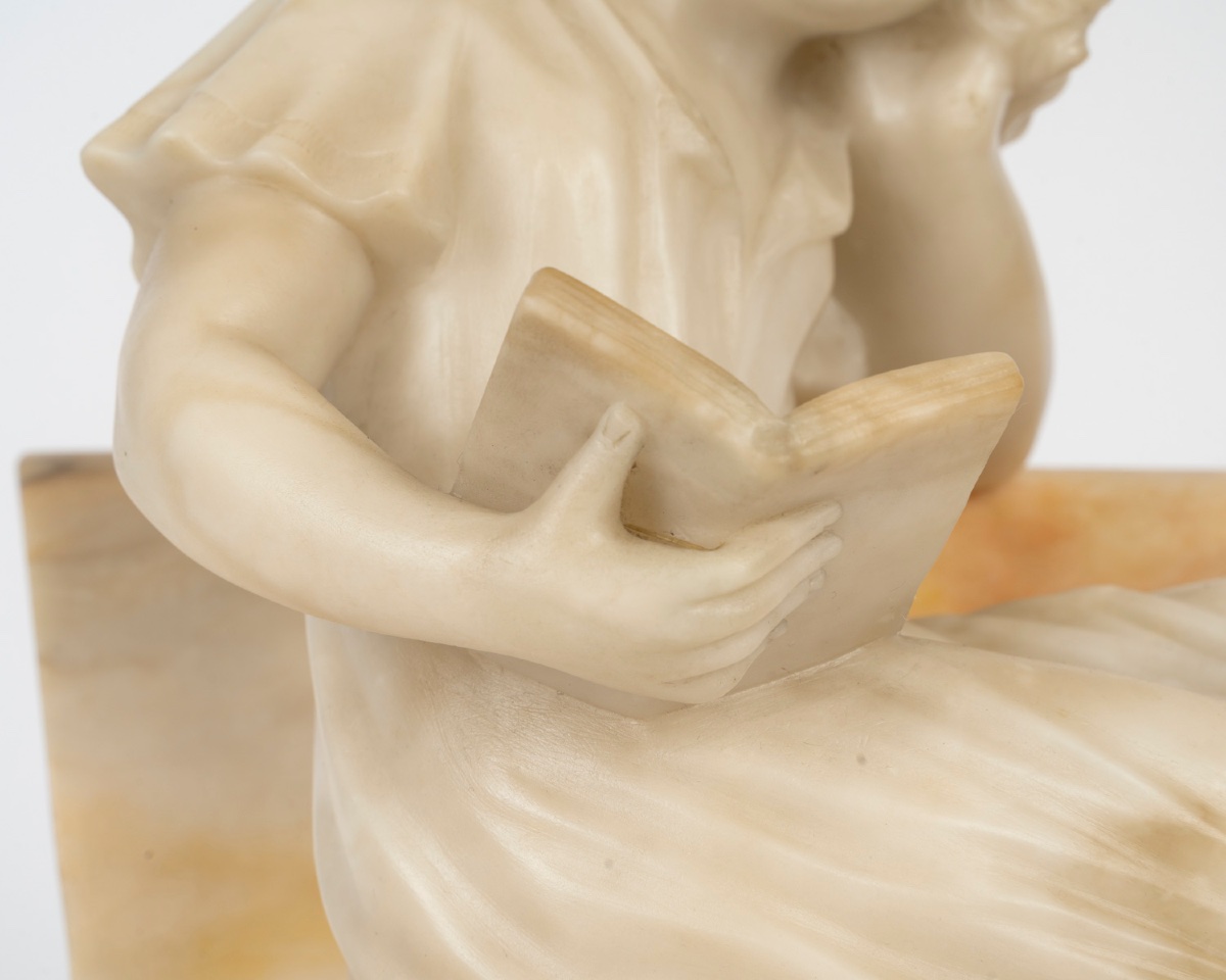 Sculpture art nouveau en albâtre signée Riccardo Gresnigni — 2