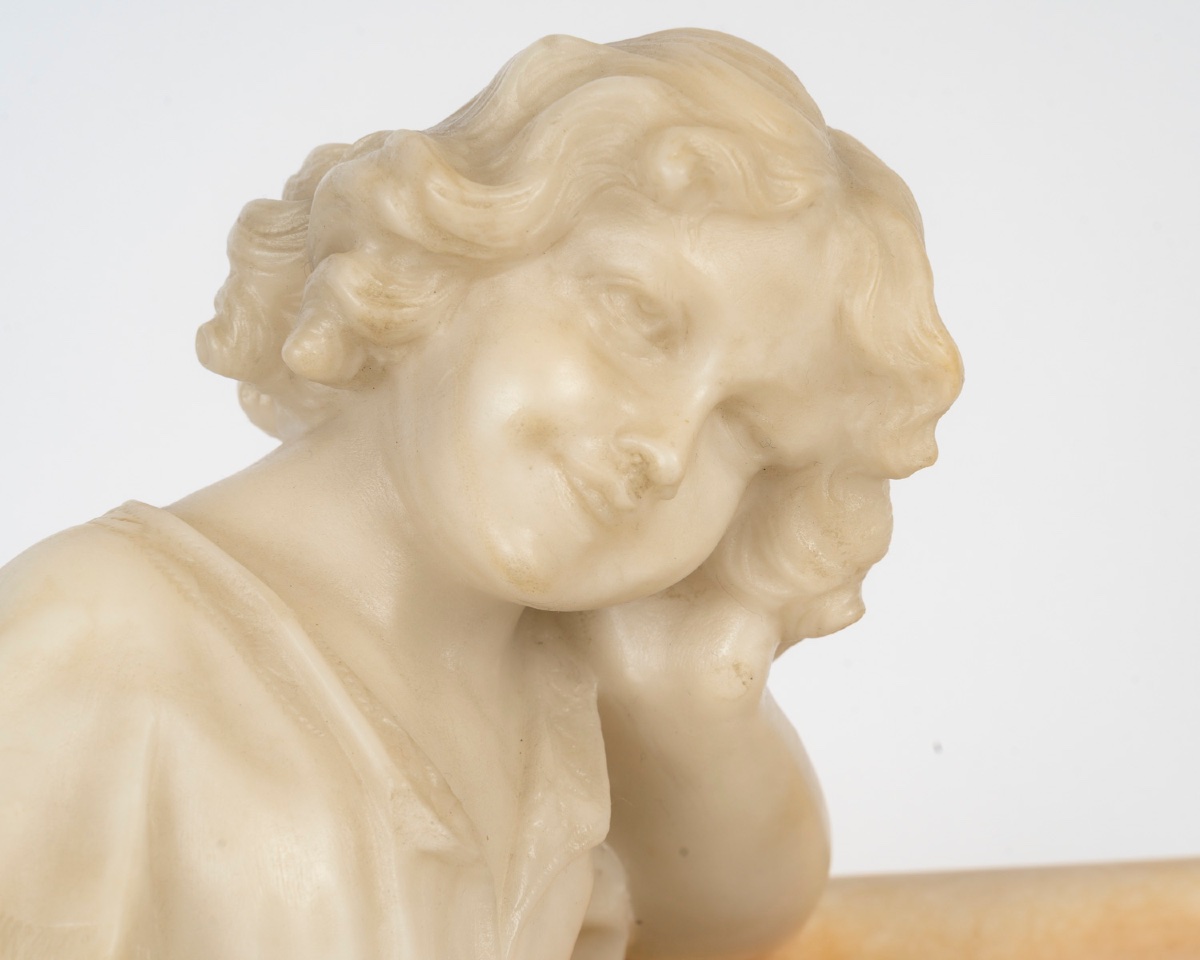 Sculpture art nouveau en albâtre signée Riccardo Gresnigni — 8