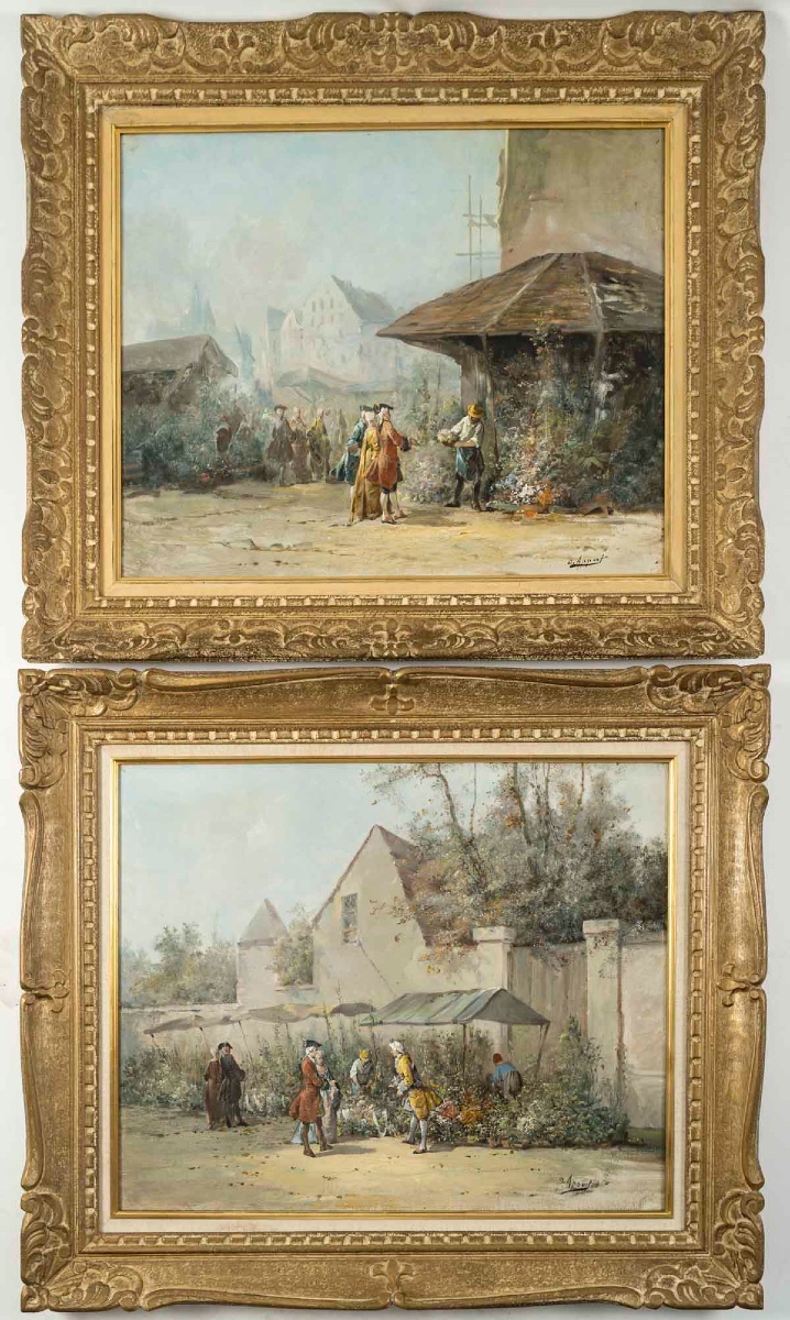 Paire de tableaux huile sur toile, fin du XIXe siècle — 2
