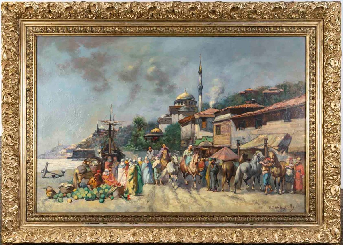 Une paire de tableaux, huile sur toile Vue de Istanbul, XXe siècle — 3