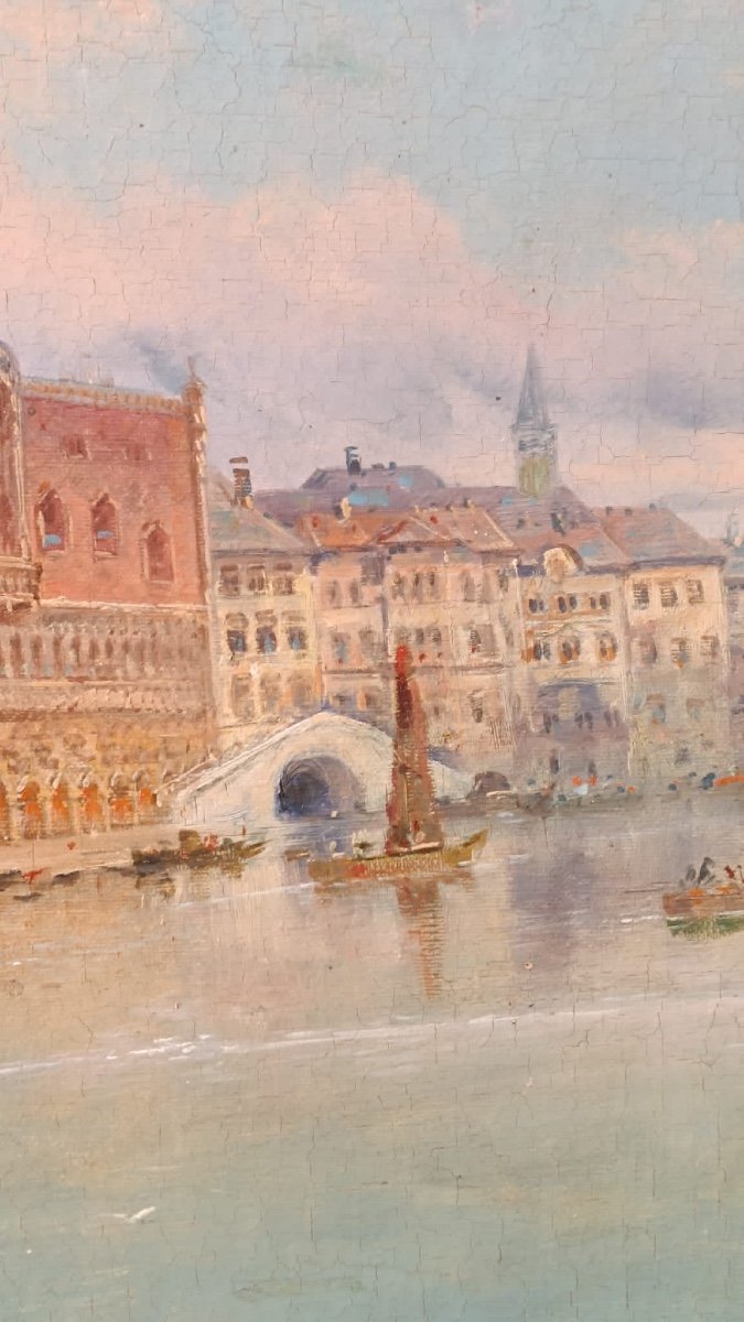 Tableau Vue de Venise huile sur toile fin du XIXe siècle — 7