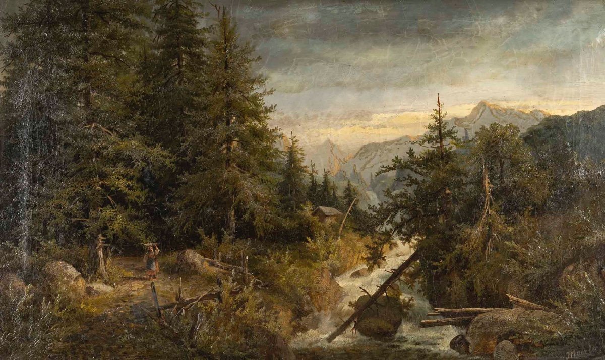 Tableau huile sur toile, sous-bois, fin du XIXe siècle — 3