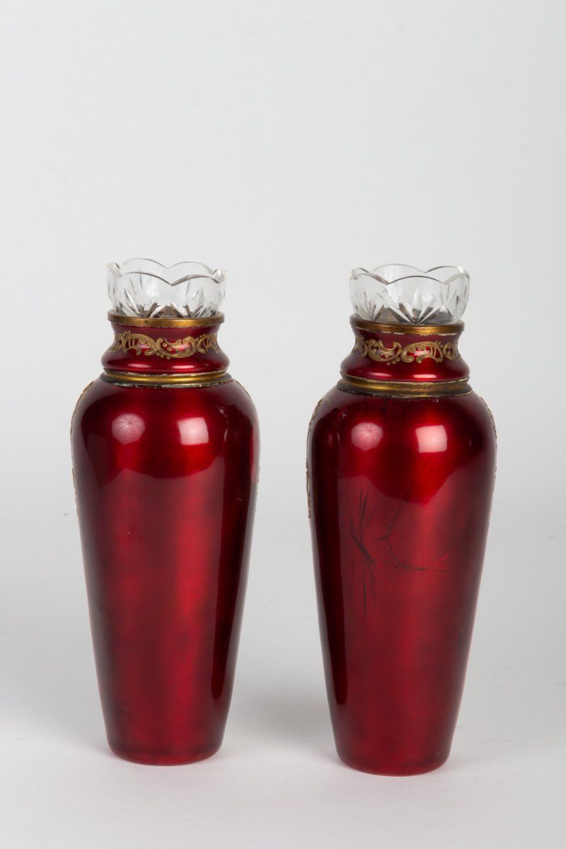 Paire de petits vases en émail — 5