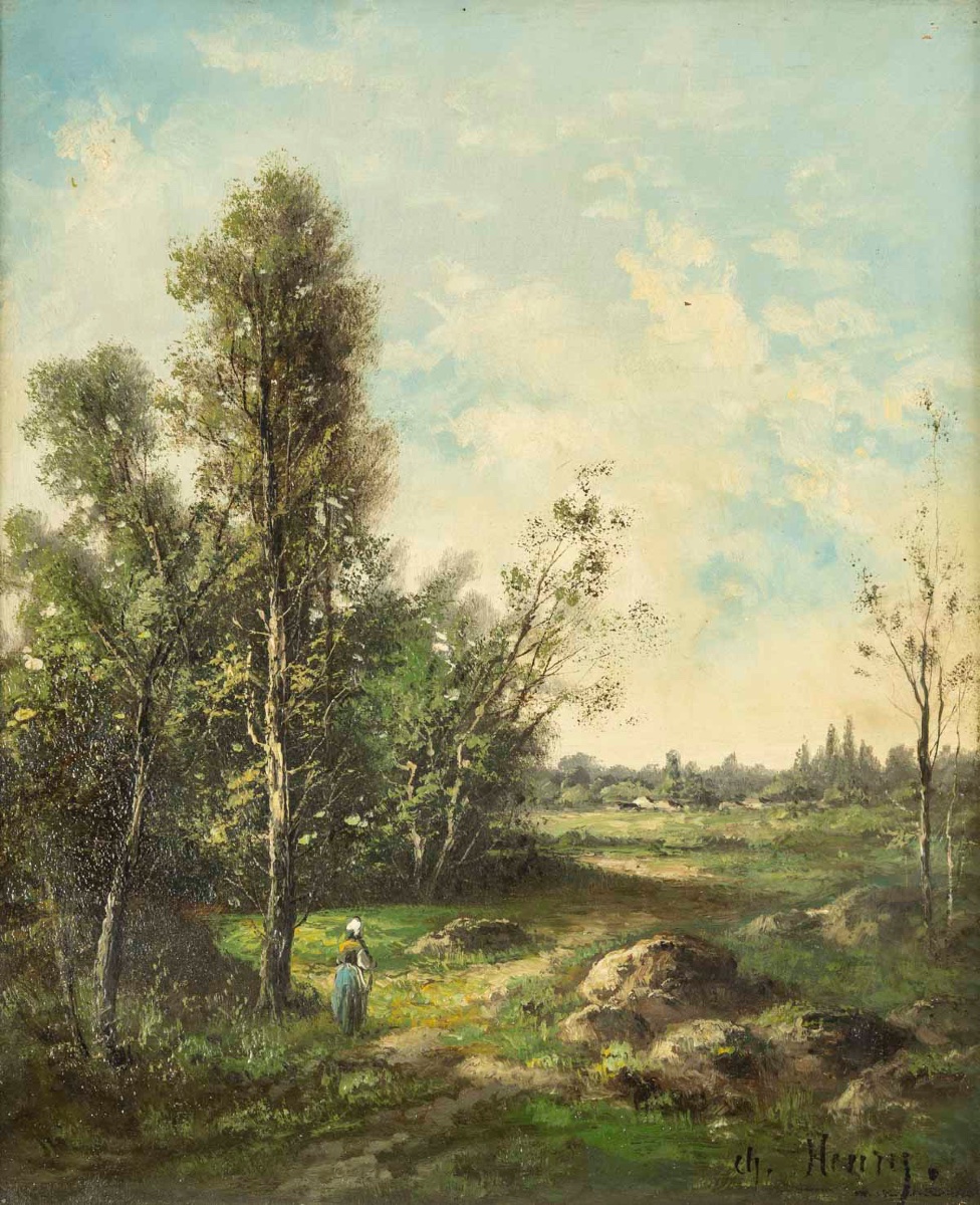 Paire de tableaux HENRY CH. paysages de rivière animé, fin du XIXe siècle — 3