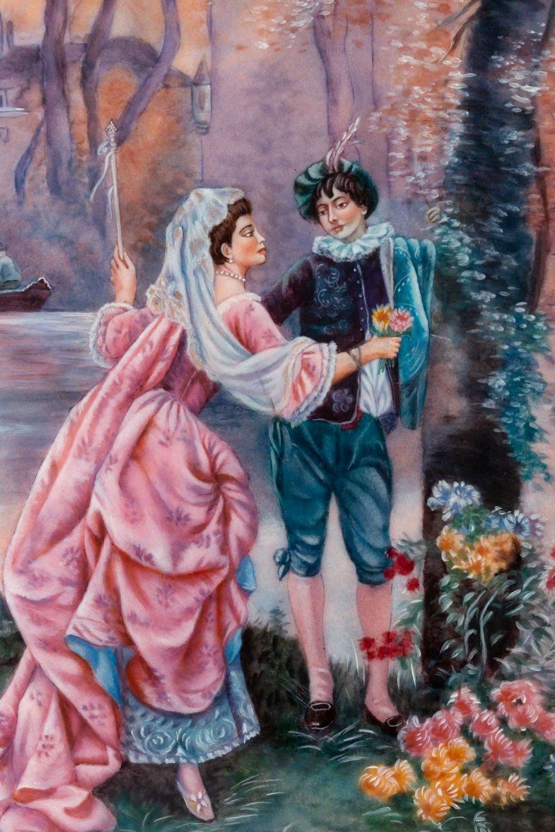 « Rendez-vous Galant » tableau en émail de Limoges — 4