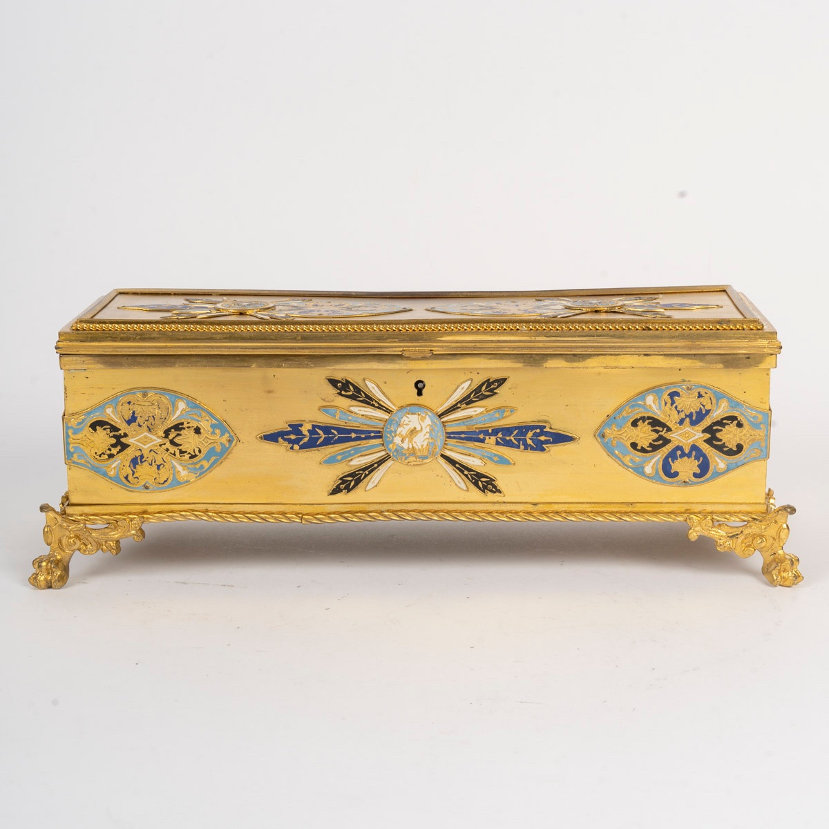 Coffret à bijoux Napoléon III en bronze doré et émail, vers 1880 — 2