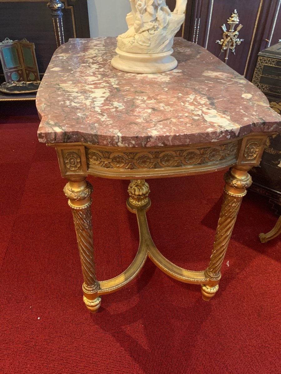 Table de centre en bois doré de style Louis XVI fin du XIXe siècle — 5
