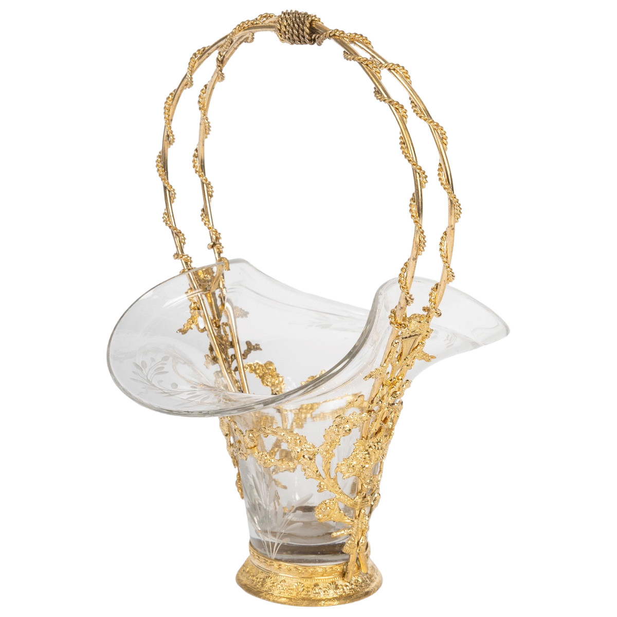 Un panier en cristal et bronze doré, époque fin du XIXe siècle — 12
