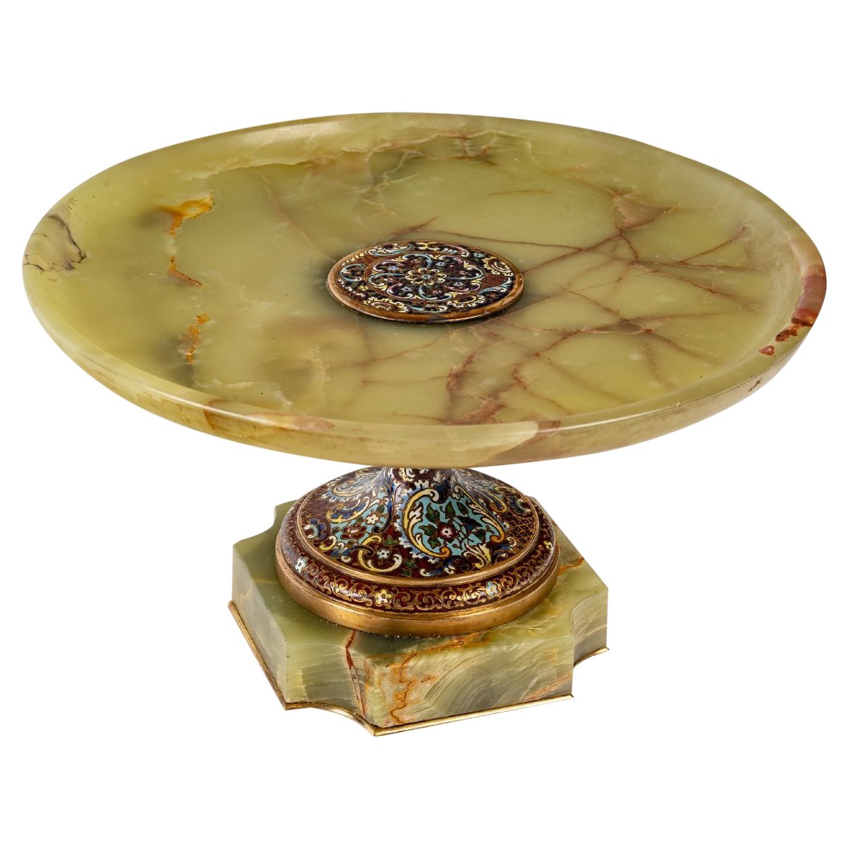 Une coupe en Onyx vert et bronze cloisonnée fin du XIXe siècle — 2