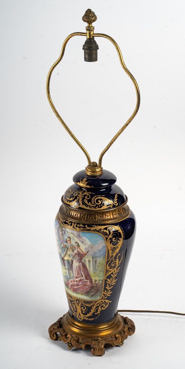 Pied de lampe en porcelaine XIXe — 5