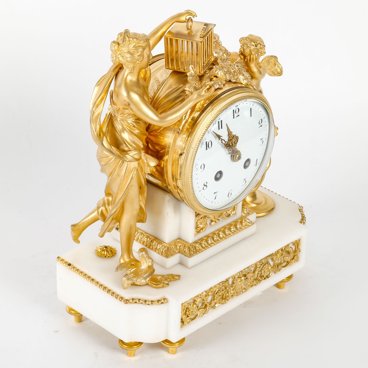 Pendule en bronze doré et marbre blanc, XIXe siècle — 6
