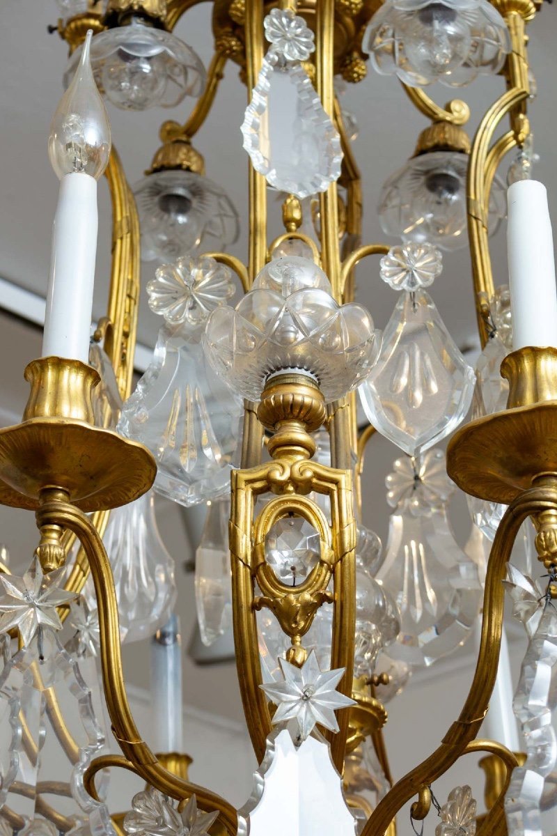 Un lustre cage en bronze doré et cristal de Baccarat fin du XIXe siècle — 5