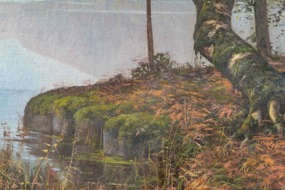 Paire de tableaux huile sur toile avec Cadres en bois doré fin du XIXe siècle — 6