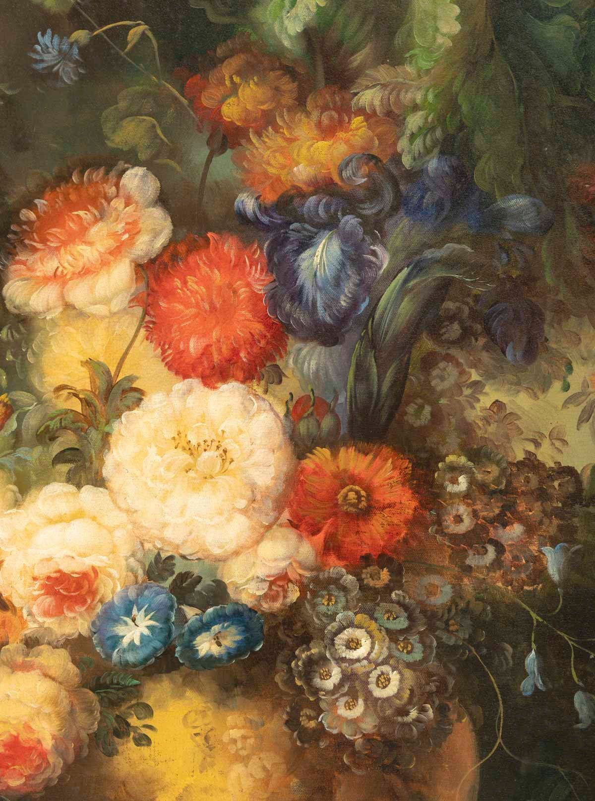 Grande huile sur toile XXe – Nature Morte au Bouquet de fleurs – signée l. Martin — 14