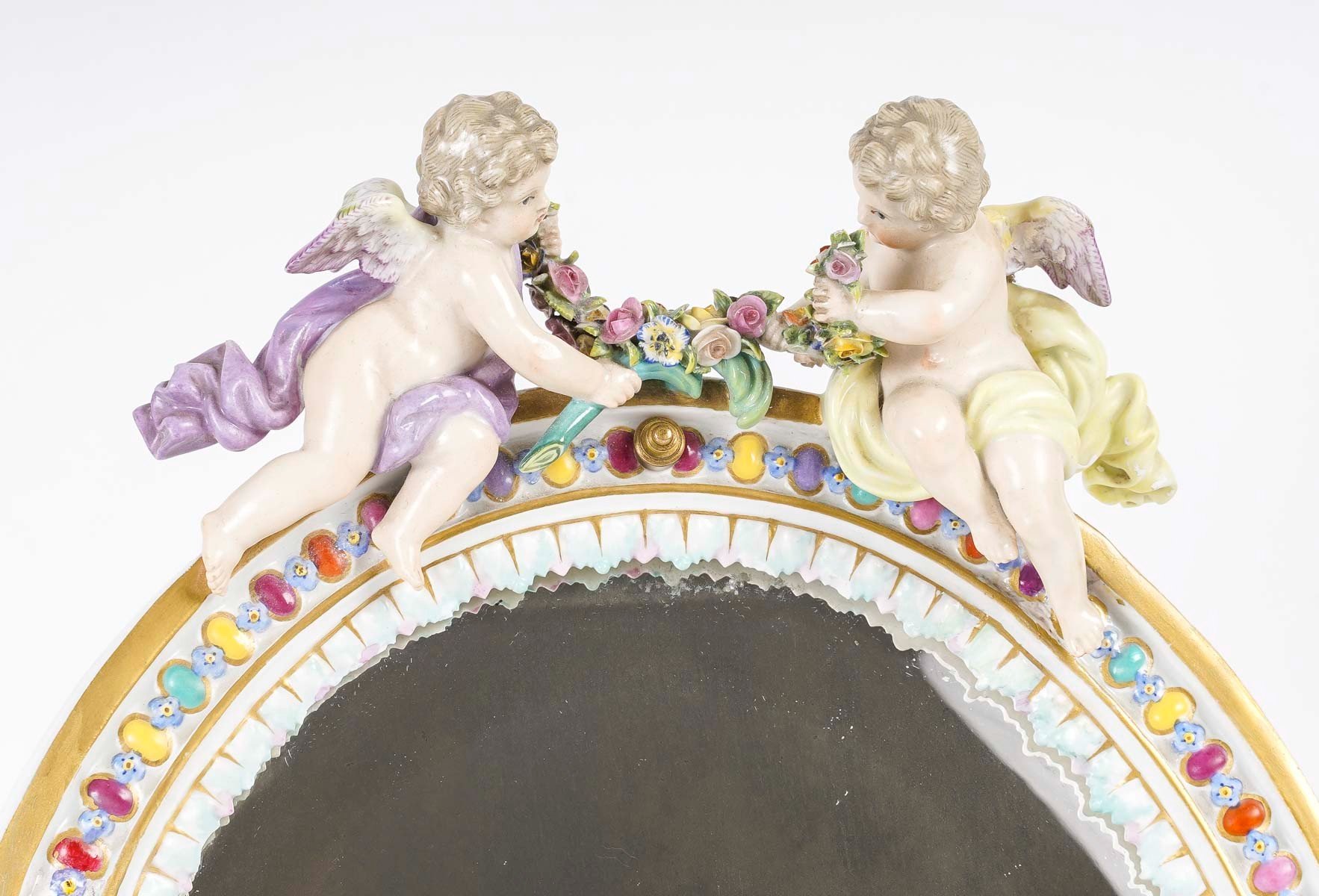 Miroir de table en porcelaine et bronze fin du XIXe siècle — 6