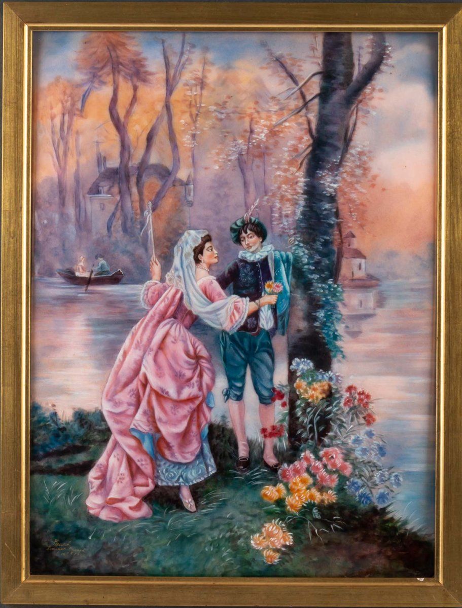 « Rendez-vous Galant » tableau en émail de Limoges — 3