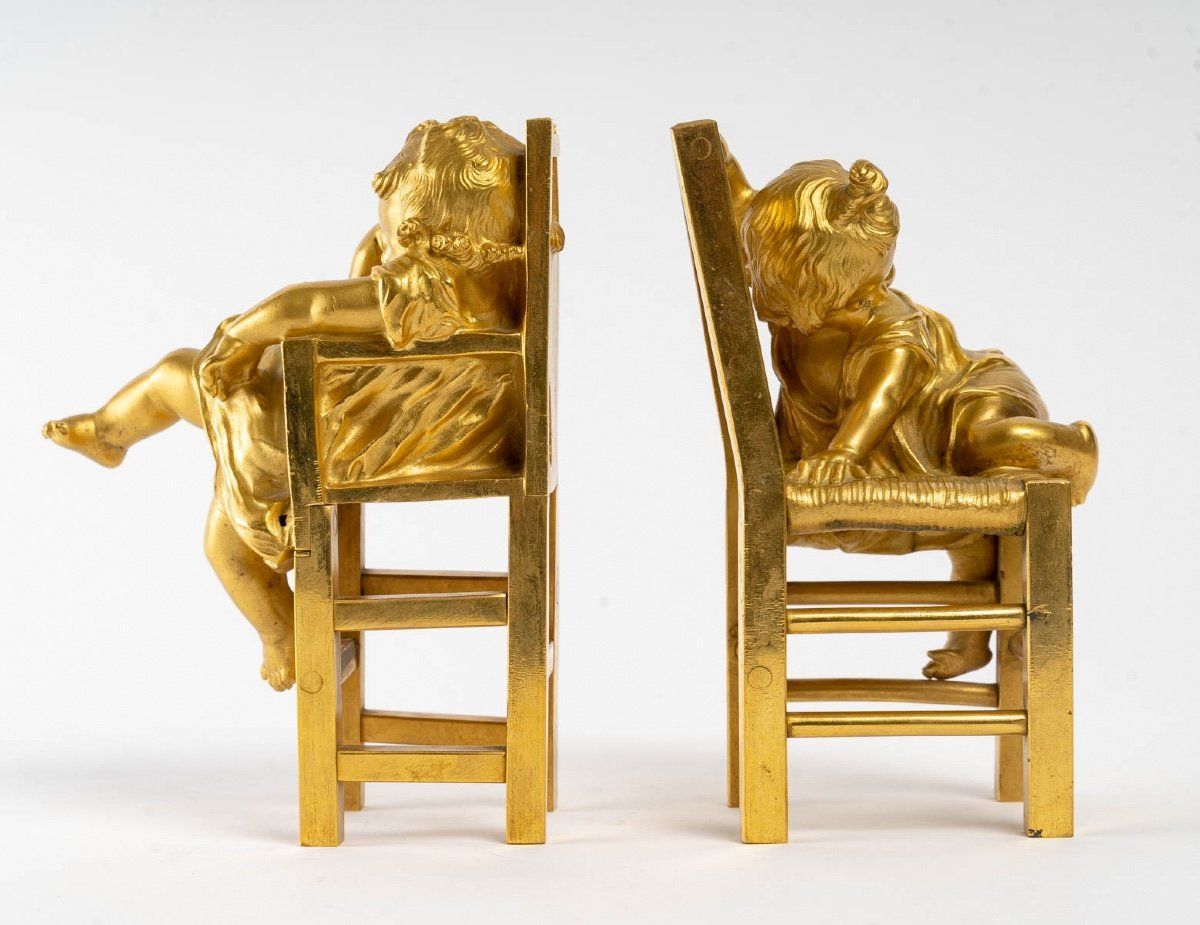 Paire de sculptures en bronze doré XIXe siècle — 10